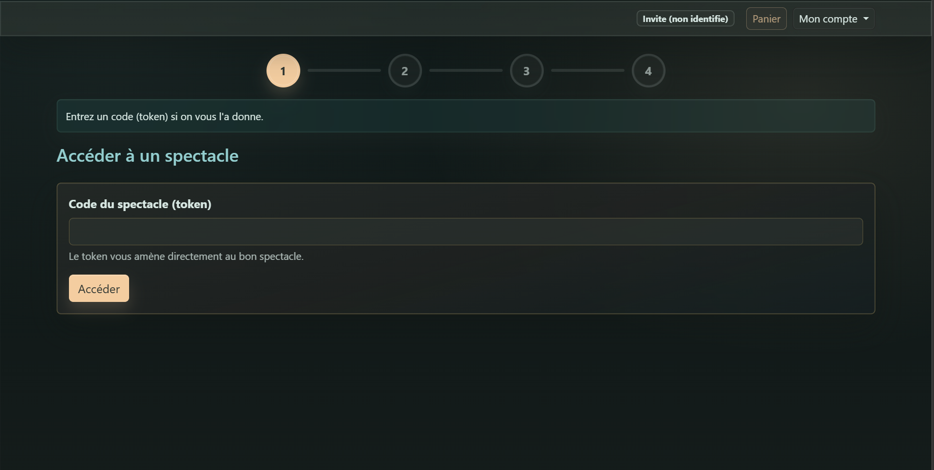 Public booking step one with token access form