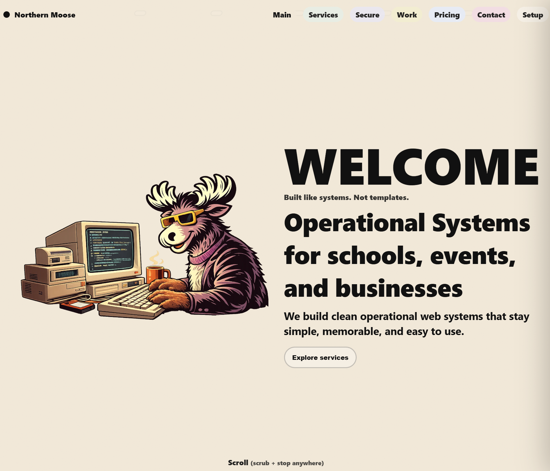 Northern Moose Studio live site intro screenshot